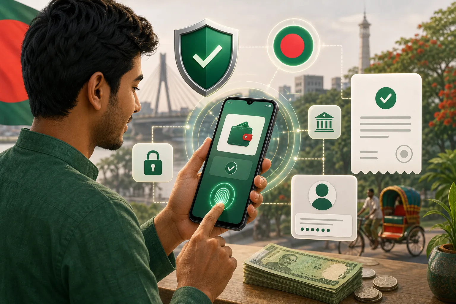 বাংলাদেশ BDT mobile wallet payment guide visual